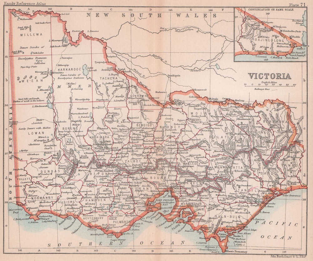 Victoria in counties. BARTHOLOMEW 1893 old antique vintage map plan chart
