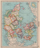 Denmark showing counties. BARTHOLOMEW 1949 old vintage map plan chart