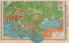 Central & South East Europe - Physical. BARTHOLOMEW 1949 old vintage map chart
