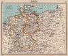West & East Germany. 1938 borders in red. BARTHOLOMEW 1949 old vintage map