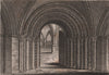 Entrance to the Temple Church, London. Antique engraved print 1817 old
