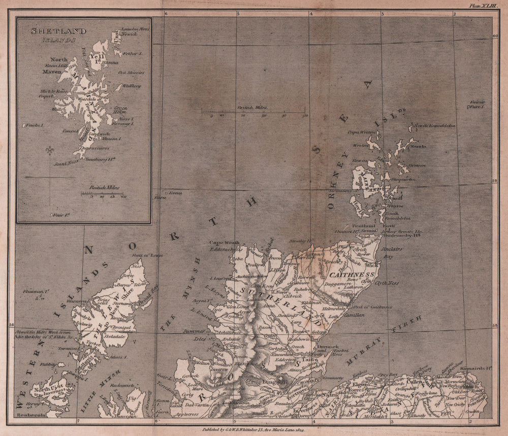 Northern Scotland antique copperplate county map by Benjamin Pitts Capper 1825