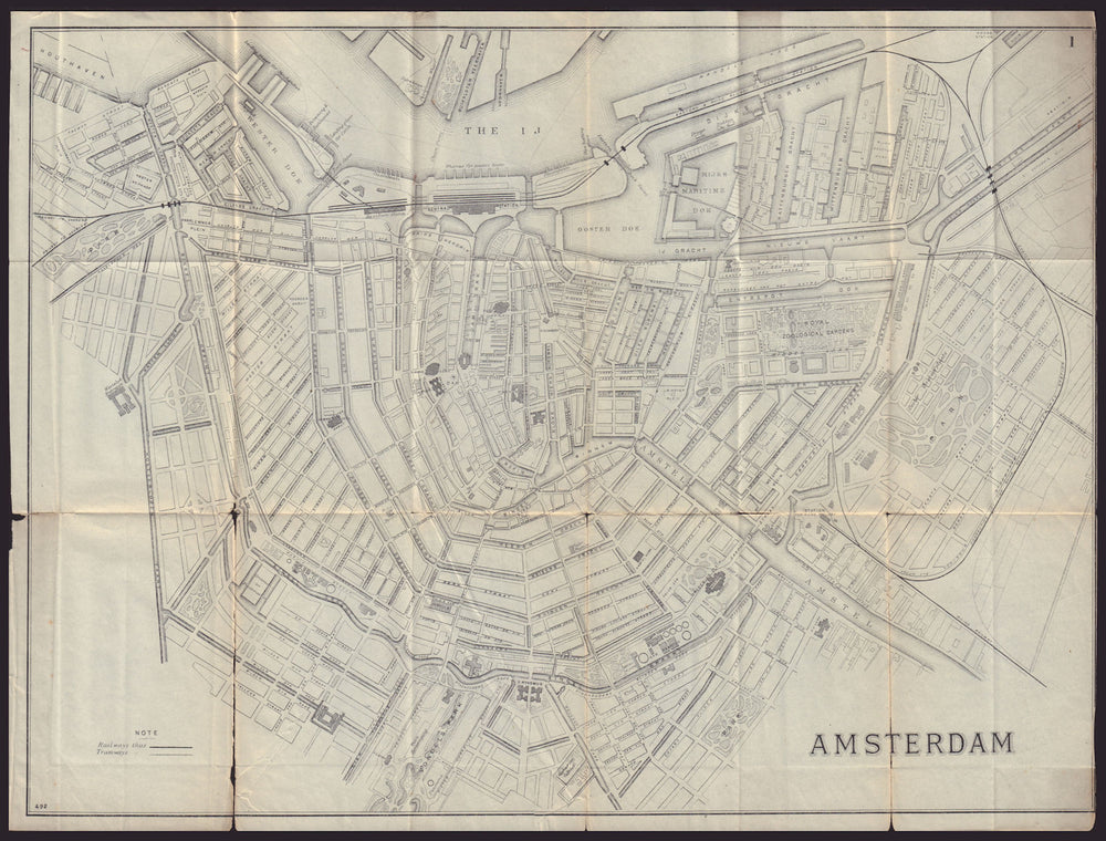 AMSTERDAM antique town plan city map. Netherlands. BRADSHAW 1892 old