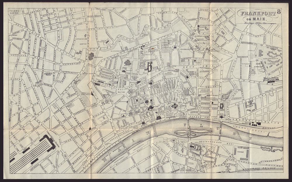 FRANKFURT AM MAIN antique town plan city map. Germany. BRADSHAW 1892 old