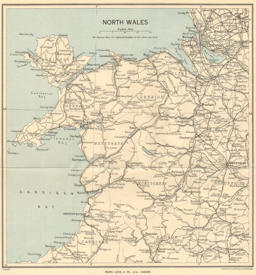 NORTH WALES. Rhyl Flint. WARD LOCK 1937 old vintage map plan chart