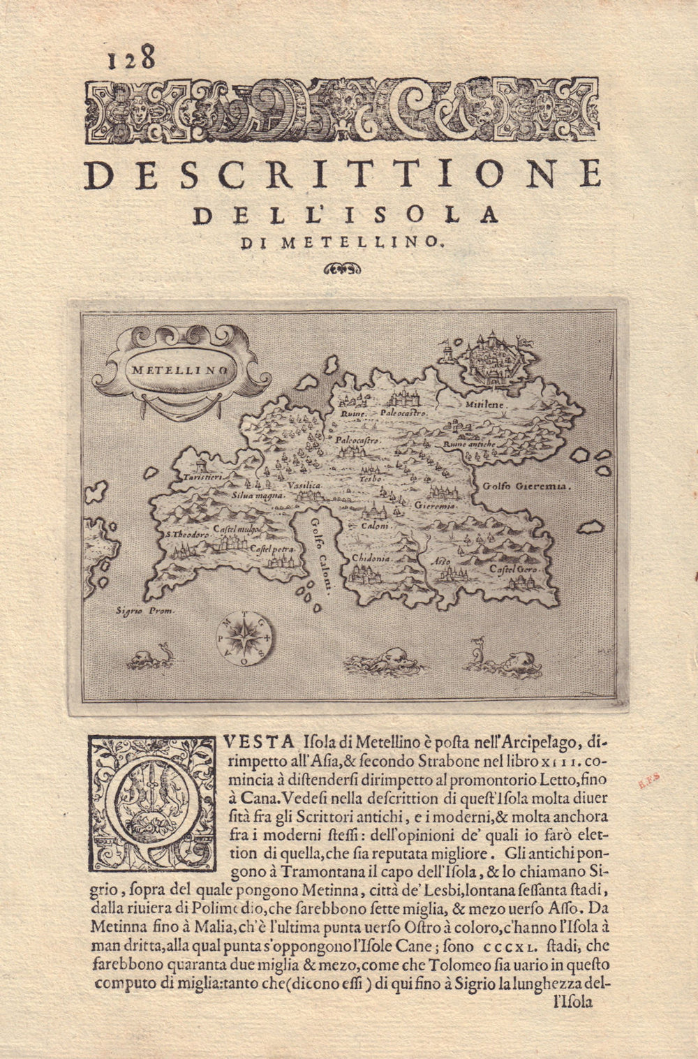 Descrittione dell' Isola di Metellino. PORCACCHI. Lesbos North Aegean 1590 map