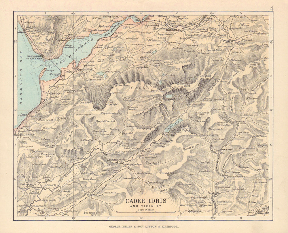 SNOWDONIA Cader Idris & vicinity Barmouth Dolgellau Wales BARTHOLOMEW 1890 map