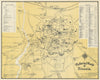 Pictorial map of Nicosia & environs. Vintage town city plan. Cyprus. SABRY 1951