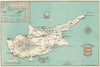 Pictorial map of Cyprus by John Sabry 1951 old vintage plan chart