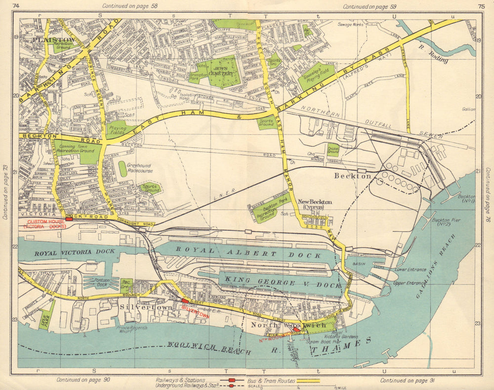 E LONDON Beckton Plaistow Silvertown Woolwich Canning Town Royal Docks 1948 map