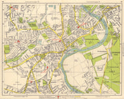SW LONDON Richmond Twickenham Petersham Strawberry Hill Fulwell 1948 old map