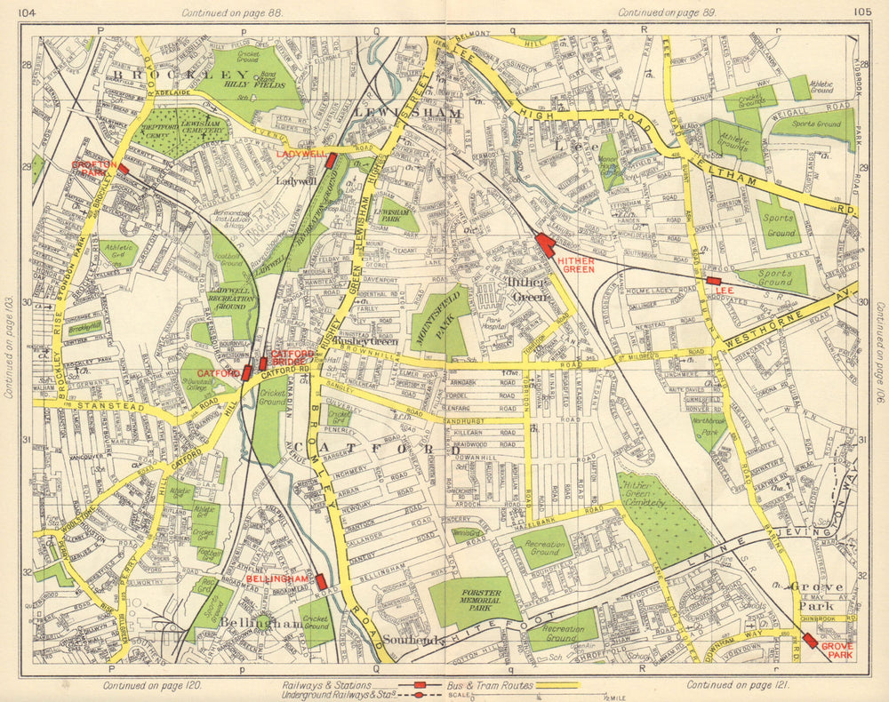 SE LONDON. Catford Bellingham Hither Green Lewisham Lee Ladywell 1948 old map