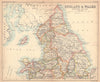 Northern England & Wales. BARTHOLOMEW 1888 old antique vintage map plan chart