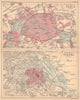 Environs of Paris & Vienna. City sketch plans. BARTHOLOMEW 1888 old map