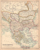 Balkan Peninsula. Greece Turkey in Europe Roumania. BARTHOLOMEW 1888 old map