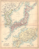 Japan & Corea antique map. BARTHOLOMEW 1888 old vintage plan chart