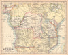 Colonial Equatorial / Central Africa. Congo Angola. BARTHOLOMEW 1888 old map