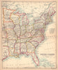 United States Eastern Division. USA. BARTHOLOMEW 1888 old antique map chart