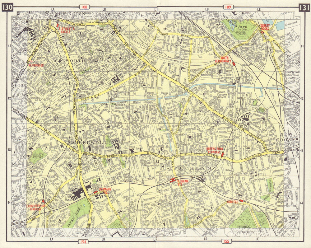 S LONDON Walworth Camberwell Peckham Walworth Bermondsey Denmark Hill 1965 map