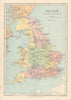 SAXON BRITAIN showing provinces/counties & Saxon town names. COLLINS 1873 map