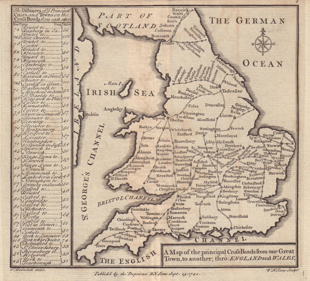 "The principal cross-roads…thro England & Wales". Badeslade & Toms 1742 map