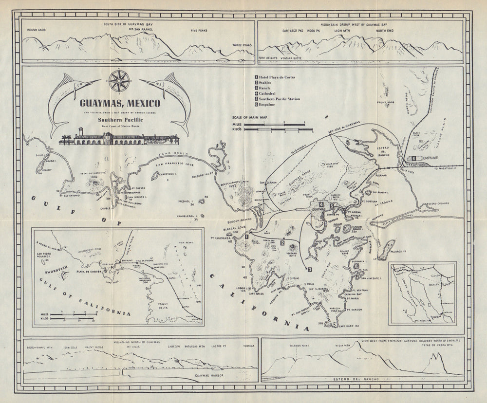 Plano de GUAYMAS, Mexico. Coastal profiles. Swordfish sport fishing 1938 map