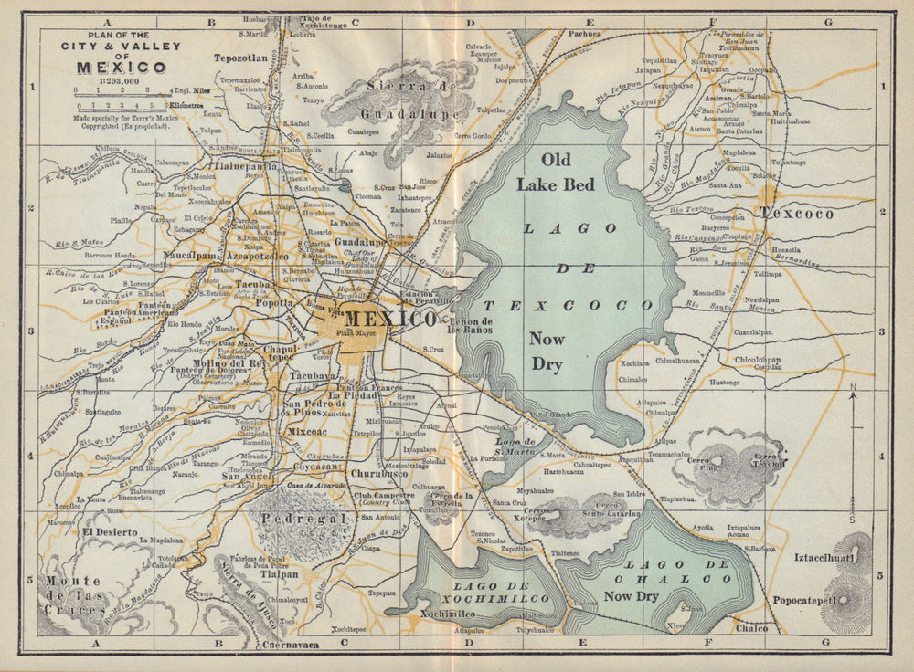 Plan of MEXICO CITY & valley. Cuidad de Mexico 1938 old vintage map chart