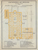 Cathedral of Mexico floor plan, Mexico 1938 old vintage map chart