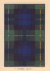 Campbell of Argyll. Scottish Clan Tartan. SMALL 8x11.5cm 1937 old print