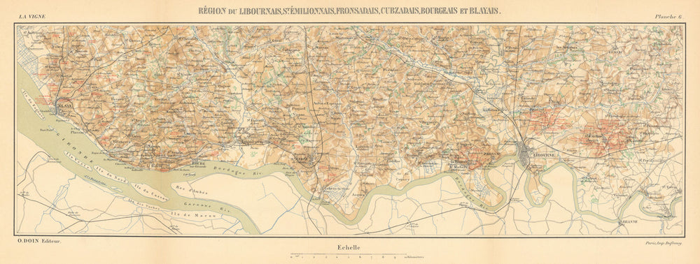 Bordeaux Right Bank wine map. Libourne Saint-Émilion Bourg Blaye HAUSERMANN 1901