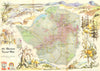 Air Rhodesia Tourist Map. Zimbabwe airline network route map 41x58cm c1973