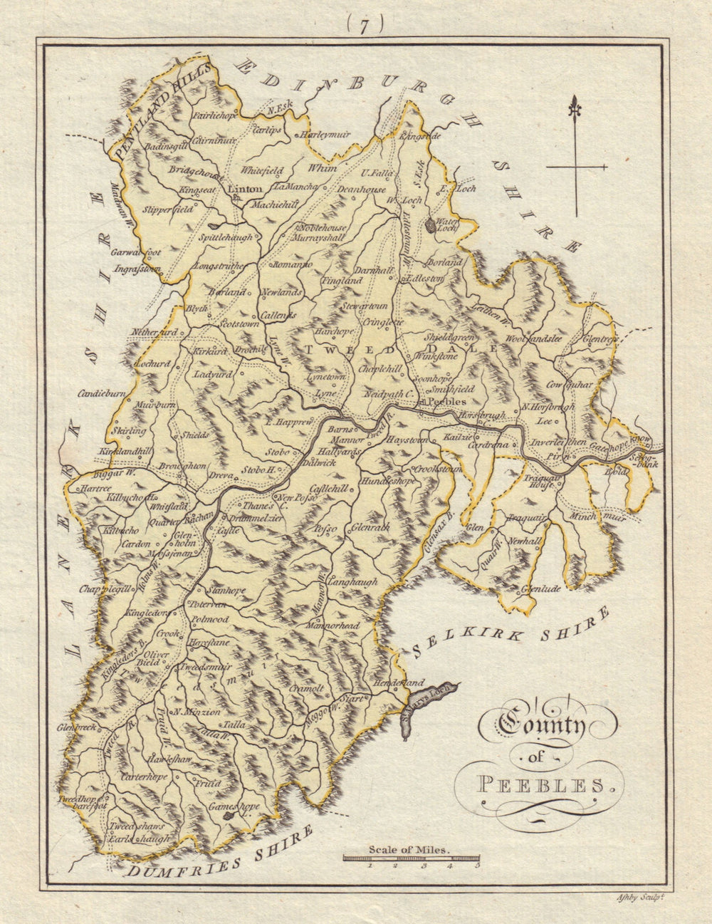 County of Peebles. Peebleshire. SAYER / ARMSTRONG 1794 old antique map chart