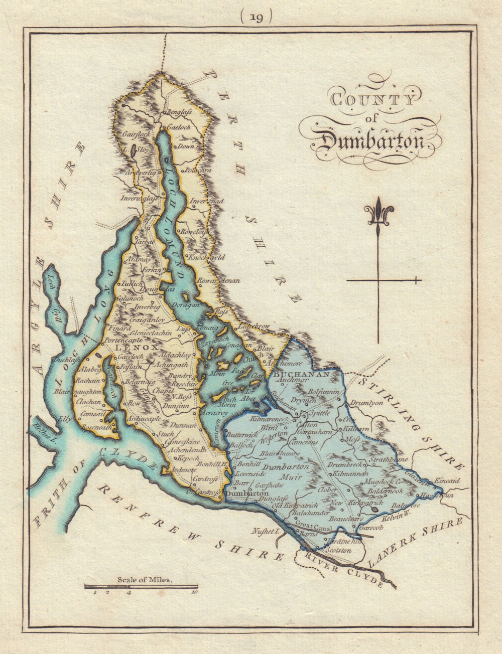 County of Dumbarton. Dunbartonshire. SAYER / ARMSTRONG 1794 old antique map