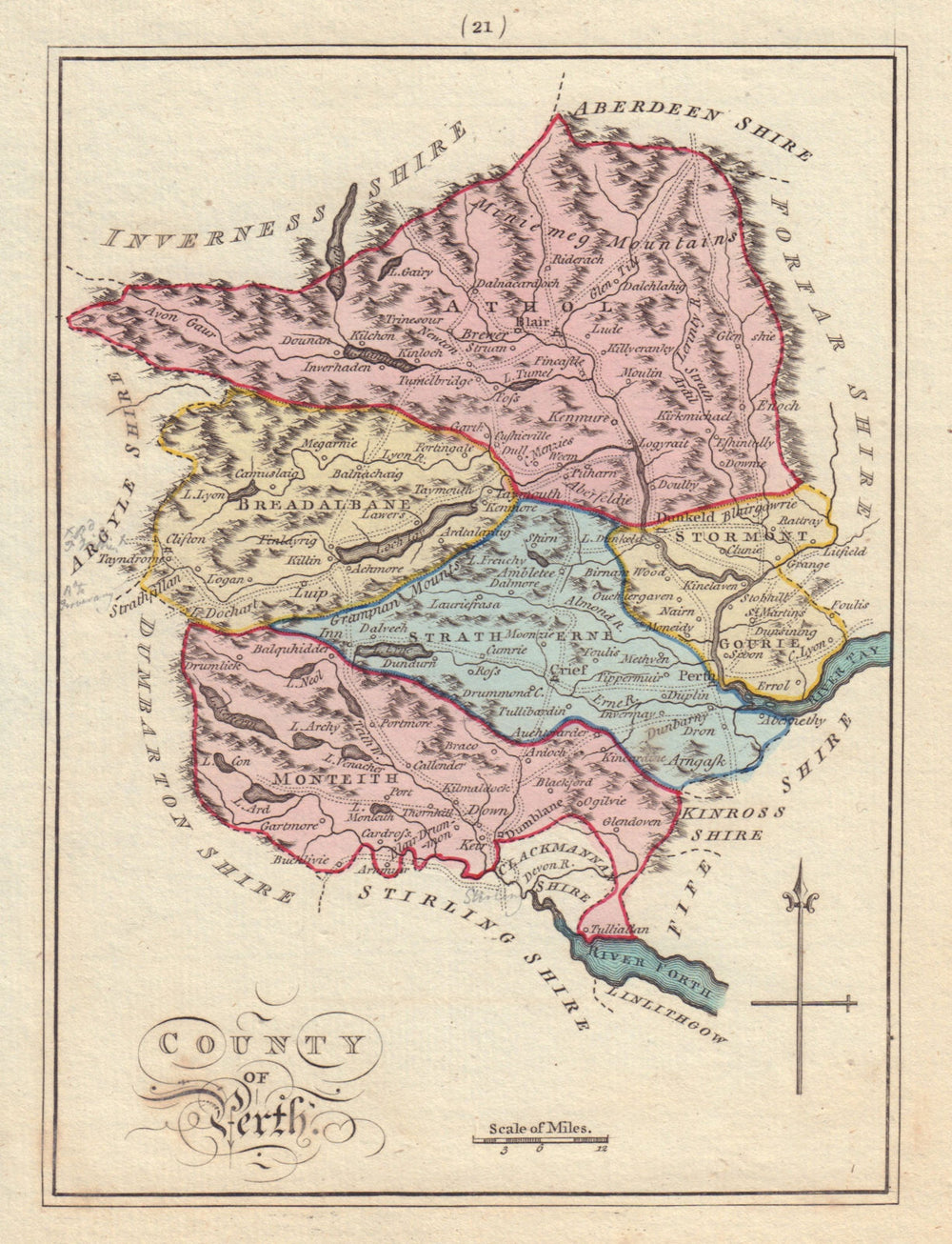 County of Perth. Perthshire. SAYER / ARMSTRONG 1794 old antique map plan chart