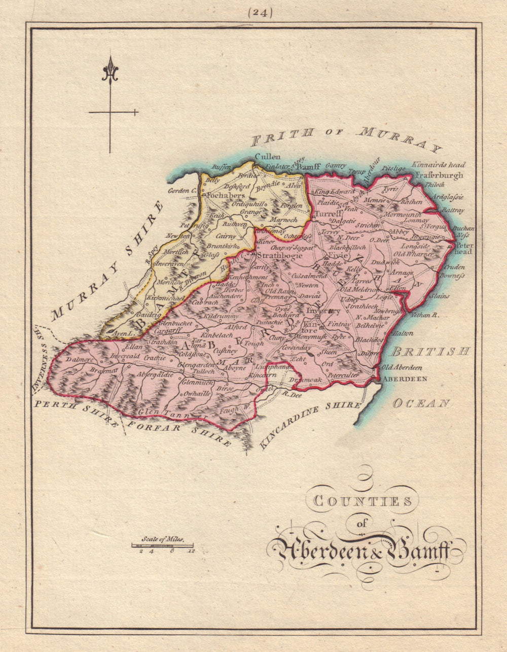 Counties of Aberdeen & Bamff. Aberdeenshire Banffshire. SAYER ARMSTRONG 1794 map