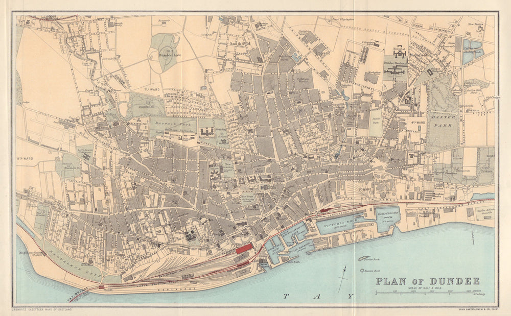 DUNDEE antique town plan. Scotland. BARTHOLOMEW 1895 old map chart