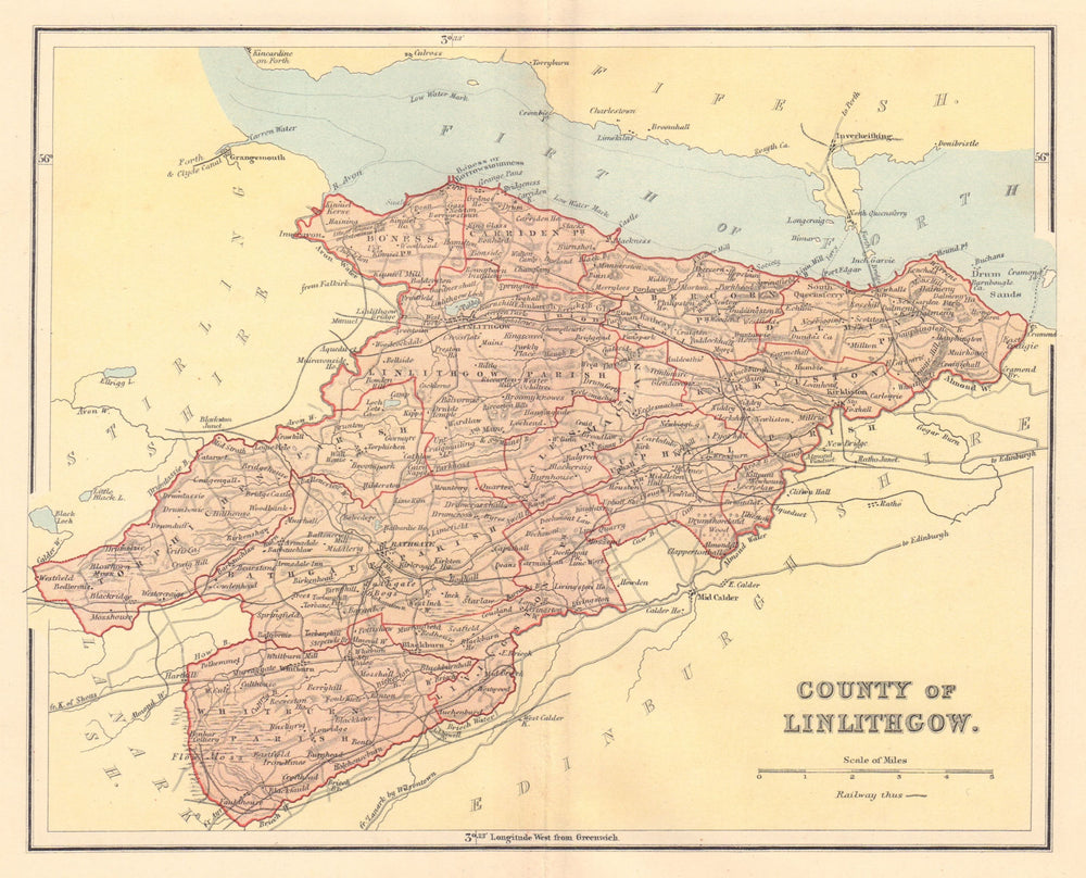 LINLITHGOWSHIRE Antique County Map Parishes Livingston Scotland linlithgowshire-antique-county-map-parishes-livingston-scotland