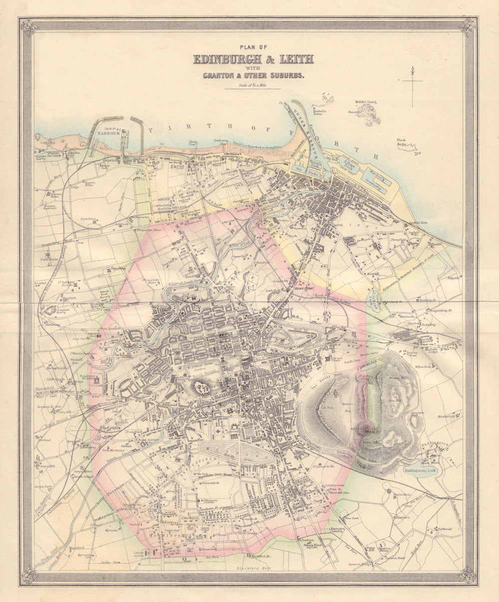 EDINBURGH & LEITH antique town city plan. Scotland. SWANSTON 1866 old map