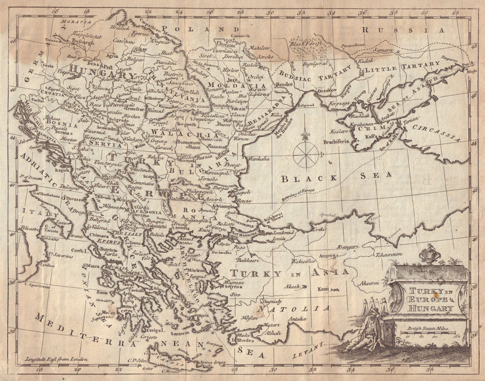 Turky in Europe & Hungary. Balkans Ukraine Greece Romania Bulgaria 1780 map