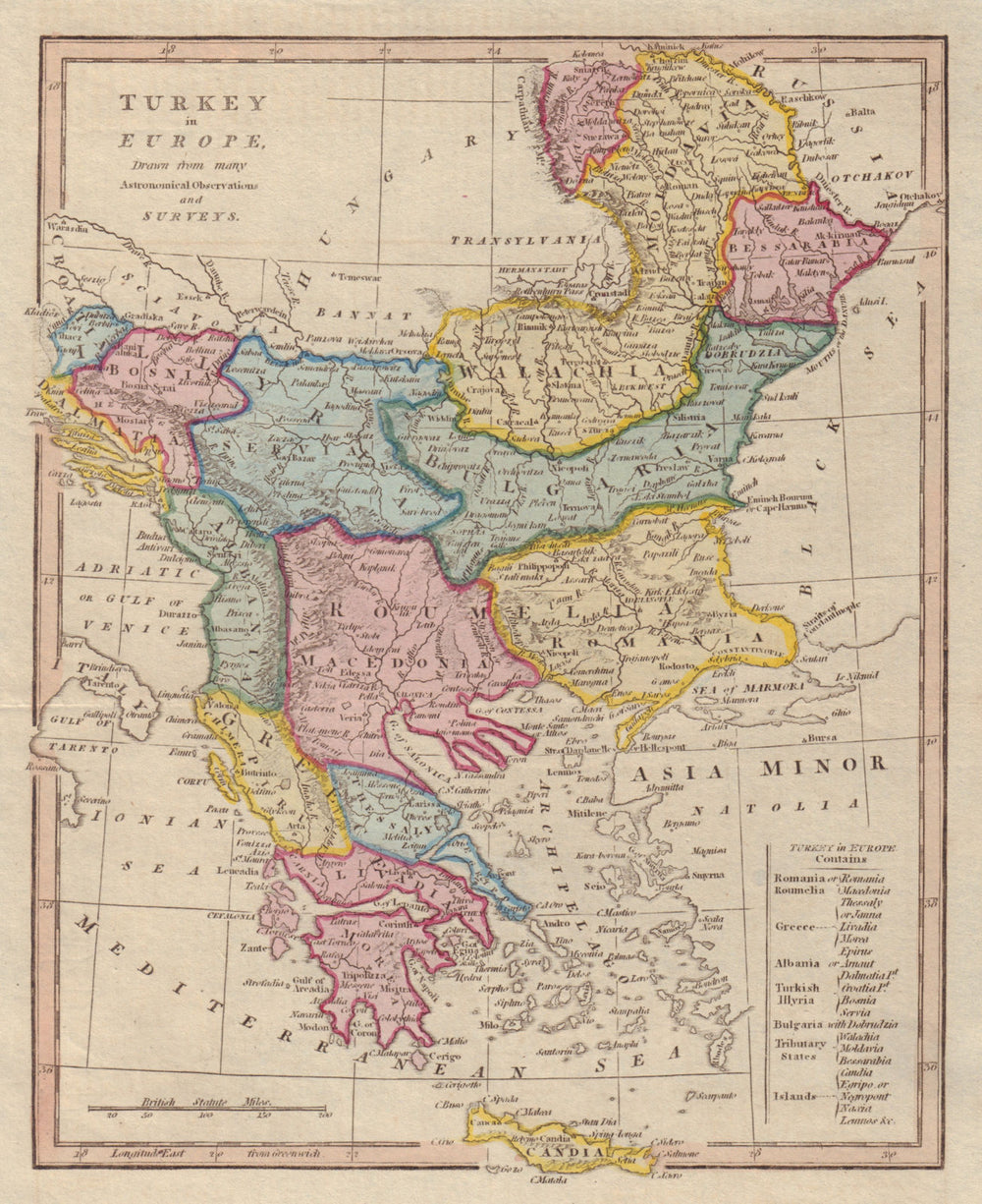 Turkey in Europe. Balkans Greece. Romania & Bulgaria reversed. COOKE 1817 map