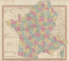 France divided into Departments. First French Empire/Republic. COOKE 1817 map