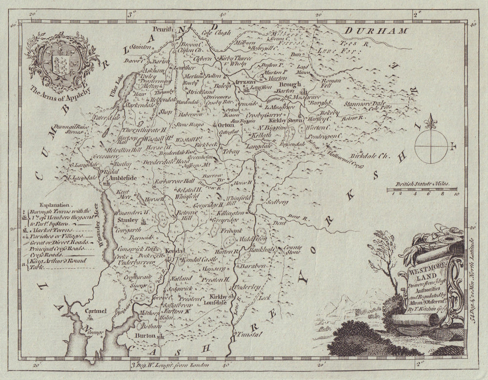 Westmoreland drawn from ye best Authorities. County map. Thomas Kitchin c1764