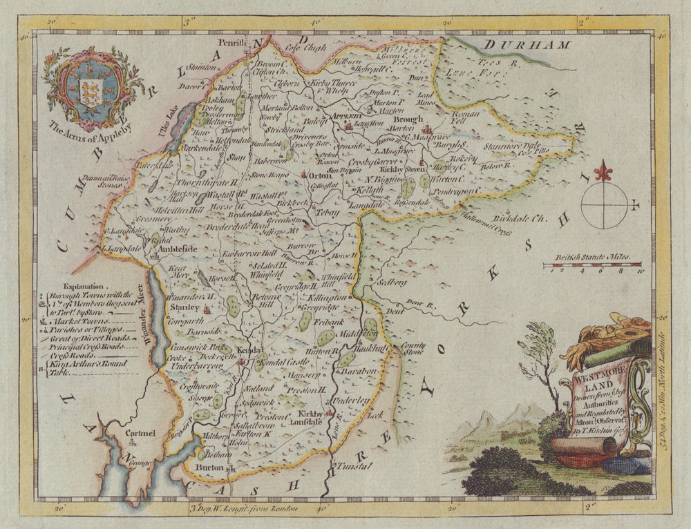 Westmoreland drawn from ye best Authorities. County map. Thomas Kitchin c1764