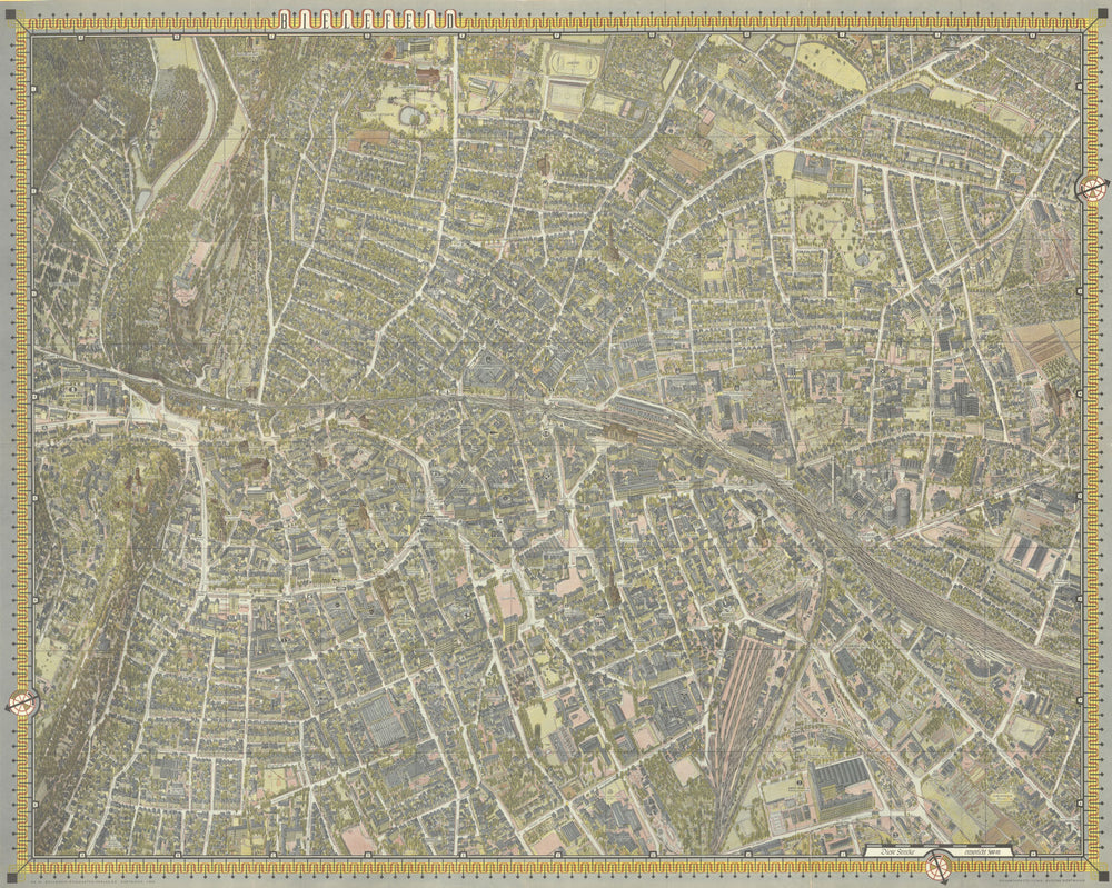 Bielefeld pictorial bird's eye view city plan #26 by Hermann Bollmann 1960 map