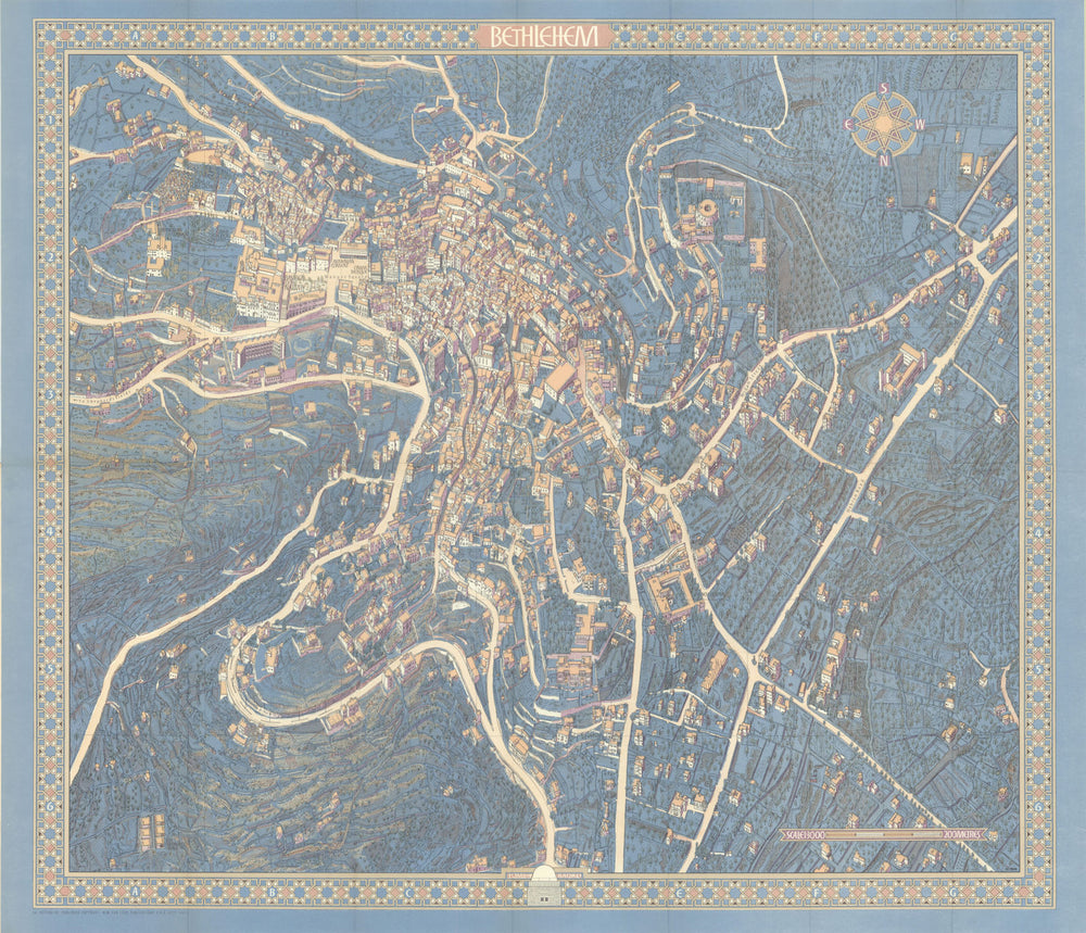 Bethlehem pictorial bird's eye view city plan. Israel. #104. BOLLMANN 1970 map