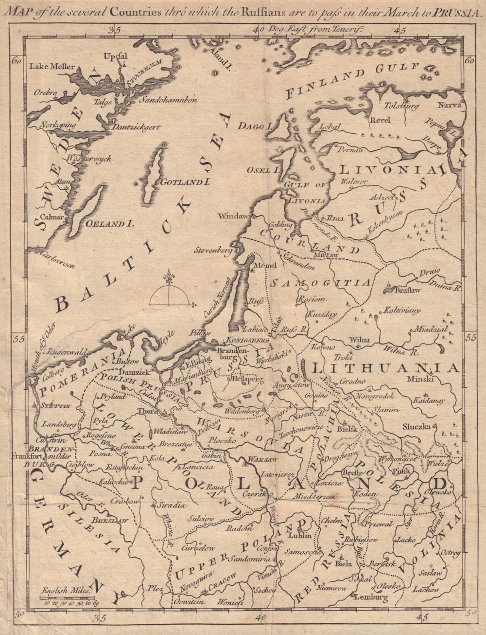 The several countries… Lithuania Latvia Estonia Poland. GENTS MAG 1757 old map