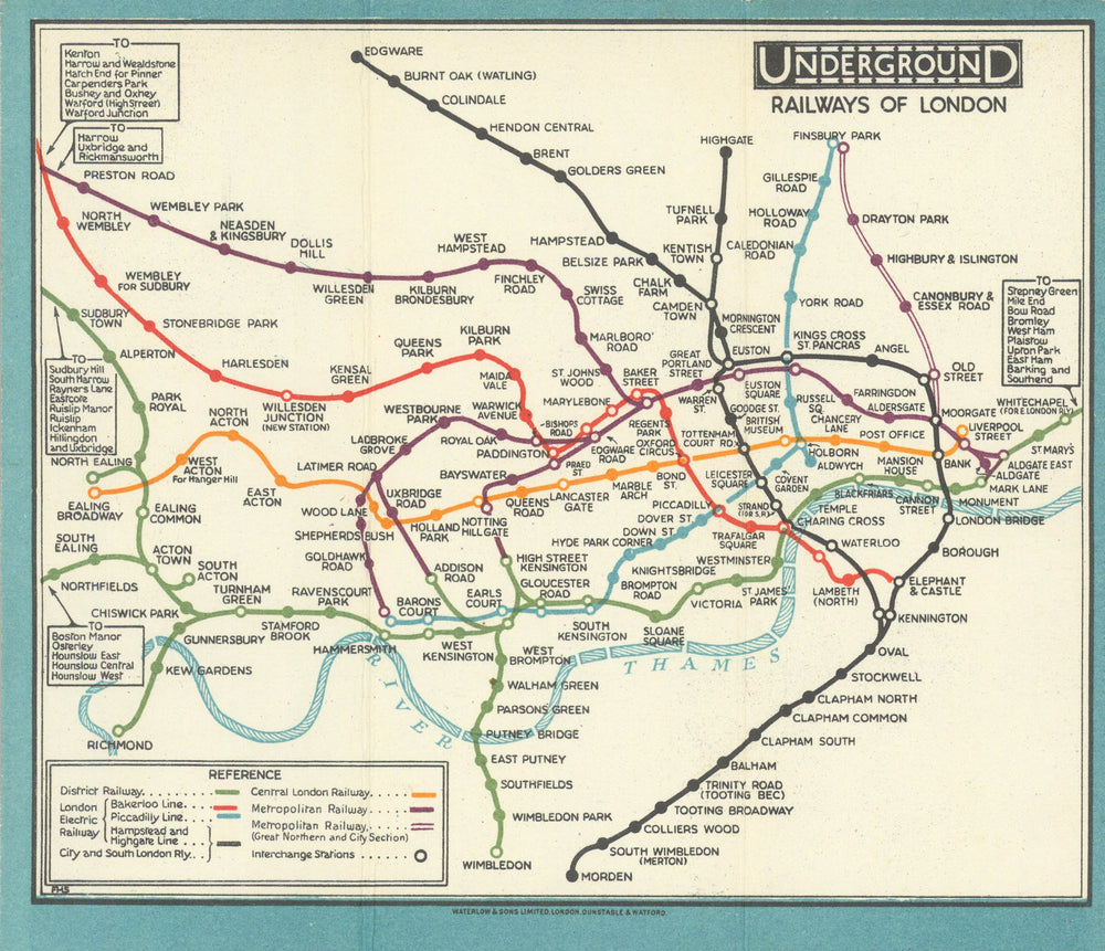 LONDON UNDERGROUND tube map plan diagram. STINGEMORE 1928 old vintage