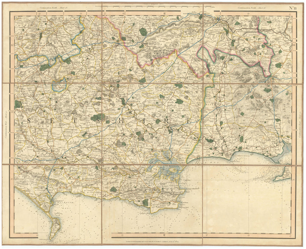JURASSIC COAST, PORTLAND & PURBECK. Dorset Hampshire Wiltshire. CARY 1832 map
