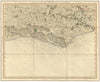 SUSSEX COAST, SOUTH DOWNS & SEVEN SISTERS. Brighton Eastbourne. CARY 1832 map