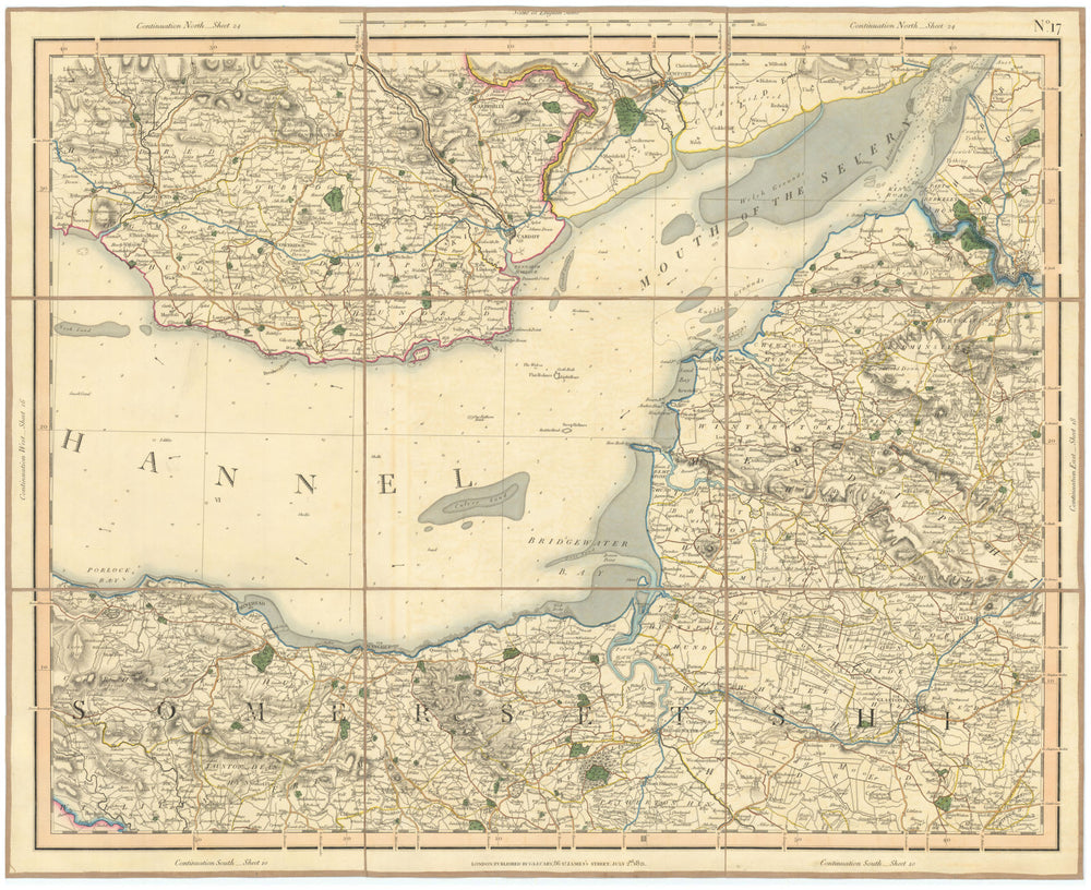 SEVERN ESTUARY BRISTOL CHANNEL Exmoor Mendips Somerset Levels. CARY 1832 map